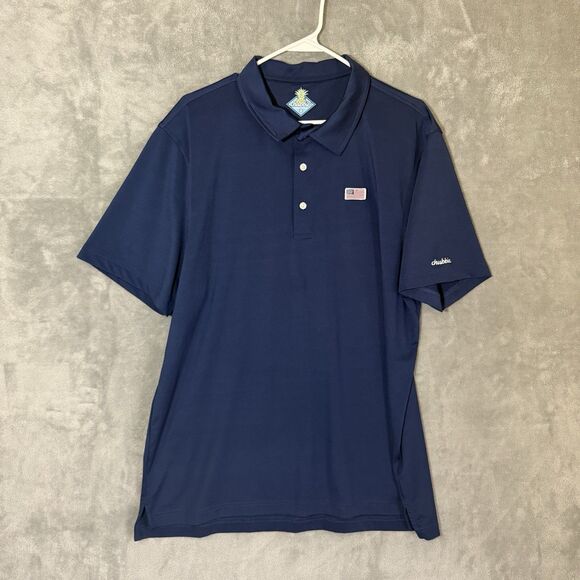 Chubbies Polo Shirt Men XL Navy Blue Out Of The Blue Performance American Flag - Picture 1 of 8